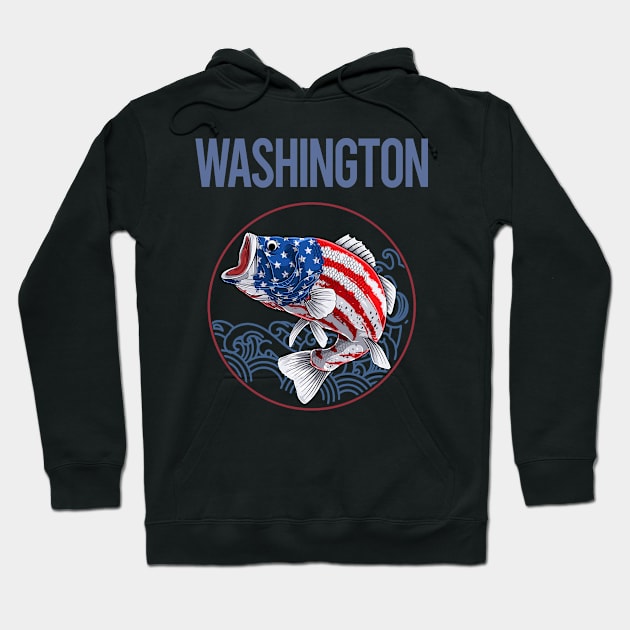 USA Flag Fish Washington Hoodie by rosenbaumquinton52